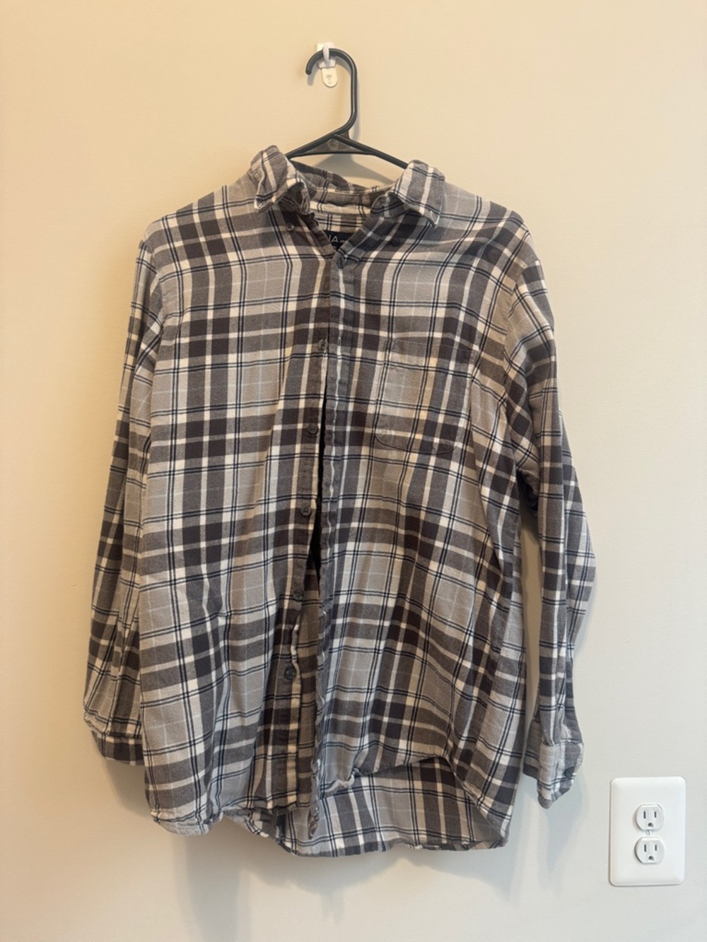 Mens Gray Plaid Button-Up Shirt - Unbranded